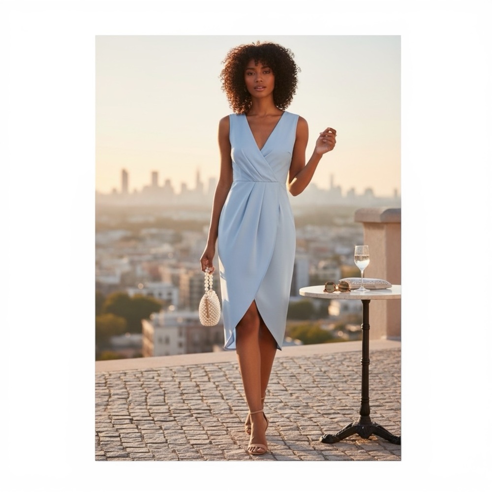 new Cooper St ᪥ Draped Surplice Neck Sleeveless Sheath Dress ᪥ Sky Blue ᪥ 16 XXL